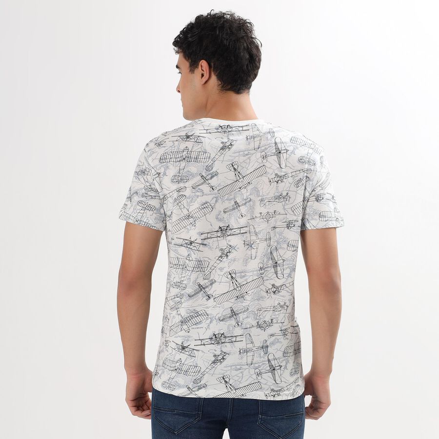 Men's 100% Cotton Round Neck Half Sleeves T-Shirt , White, large image number null