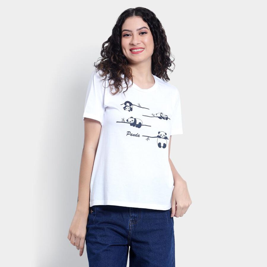 Round Neck T-Shirt, White, large image number null