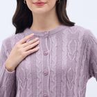 Women's Lavender Round Neck Casual Cardigan, लाइलेक, small image number null