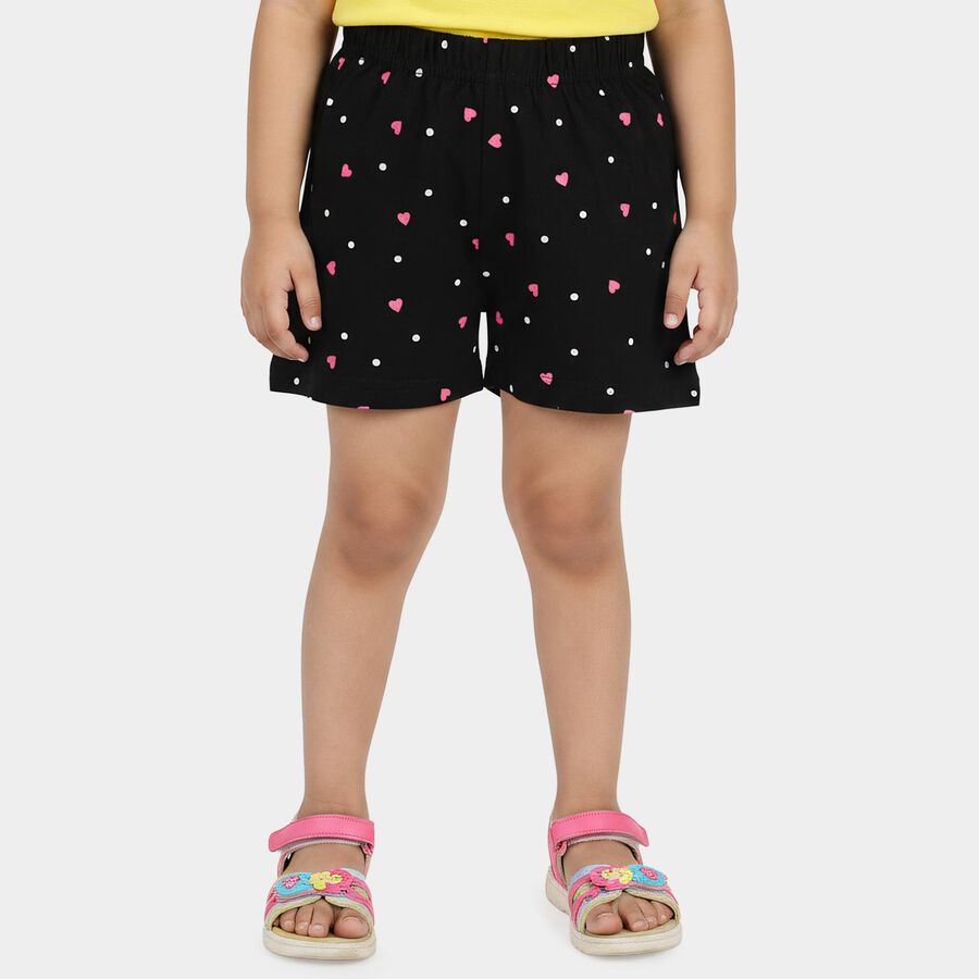 Girls Black Regular Fit Casual Shorts, काला, large