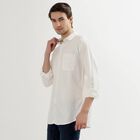 Men's Rich White Cotton Classic Collar Casual Shirt, सफ़ेद, small image number null
