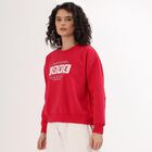 Women's Bright Cherry Red Crew Neck Casual Sweatshirt, रानी (फ्यूशिया), small image number null