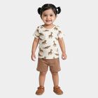 Infants' Beige Cotton Round Neck Solid Baba Suit, Beige, small