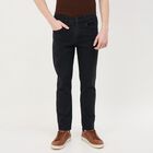 Men's Slim Fit Jeans, काला, small