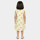 Girls' Yellow A-Line Sun Printed Sleeveless Frock, Yellow, small
