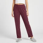 Women's Wine Straight Fit Striped Lounge Pyjama, Wine, small