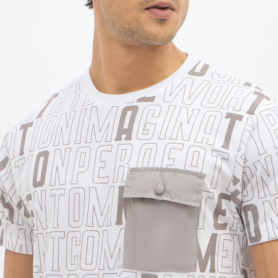 Men's Round Neck Half Sleeves T-Shirt, सफ़ेद, large image number null