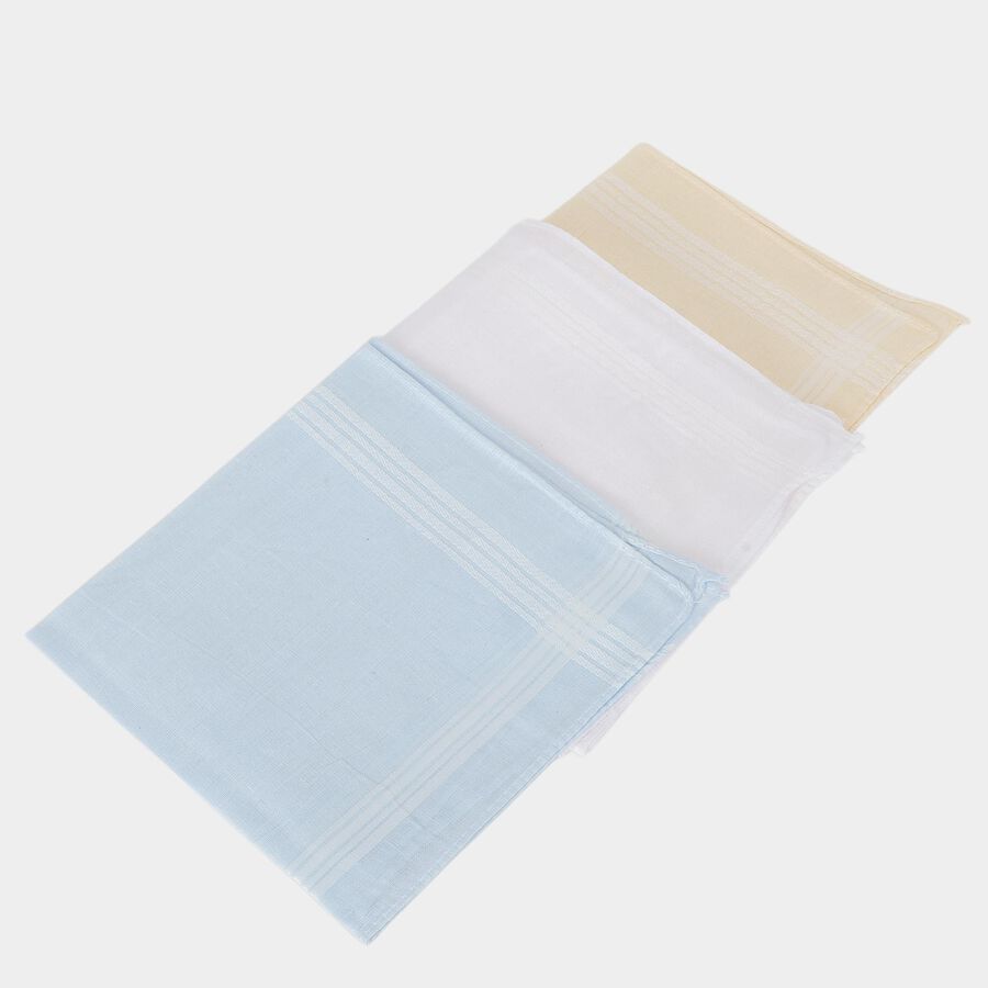 Boys Multicolour Solid Pack of 3 Handkerchief, हल्का ग्रे, large