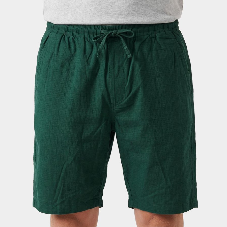 Men's Green Regular Fit Drawstring Jamaican Shorts, हल्का हरा, large