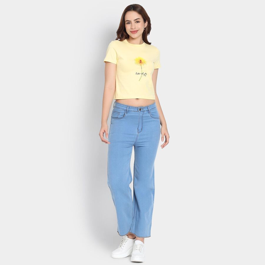Ladies'  Crop  Top, Yellow, large