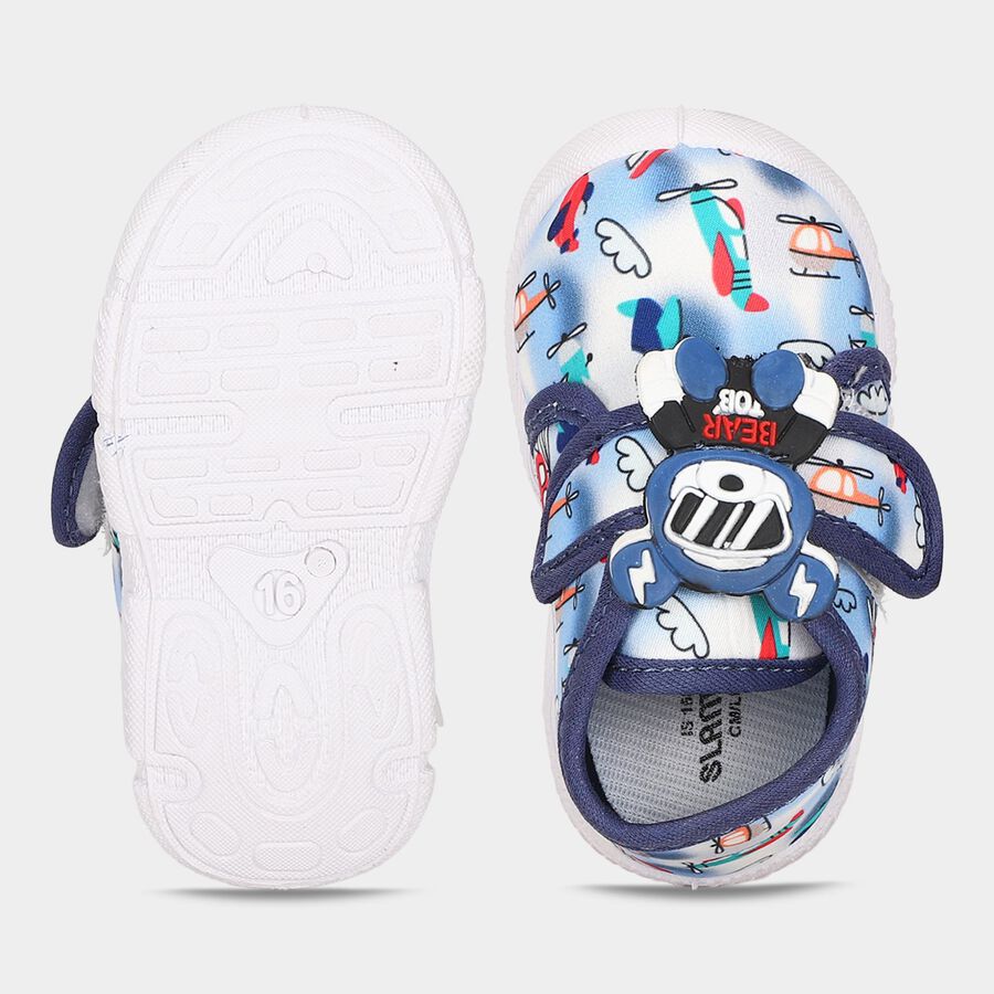 Boys' Blue Velcro Printed Sneakers, नीला, large