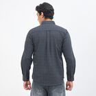 Men's Dark Grey Cotton Button Down Collar Casual Shirt, Dark Grey, small