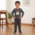 Boys' Charcoal Round Neck Graphic Baba Suit, Charcoal, small