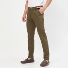 Men's Slim Fit Casual Trousers, Olive, small