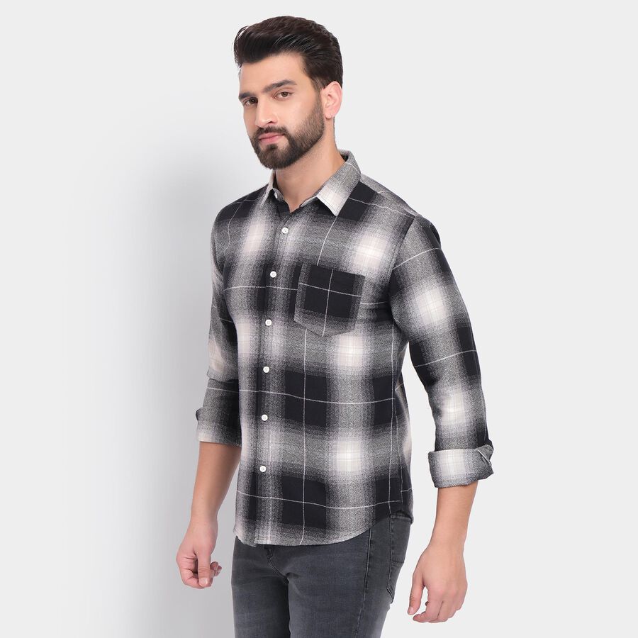 Men's 100% Cotton Casual Shirt&nbsp;&nbsp;, काला, large