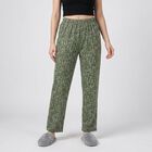 Women's Olive Green Straight Fit Abstract Printed Pyjama, Olive, small