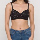 Women's Black Cotton Blend Regular T-Shirt Bra, Black, small