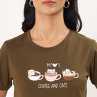 Women's Olive Round Neck Minimalist T-Shirt, Olive, small