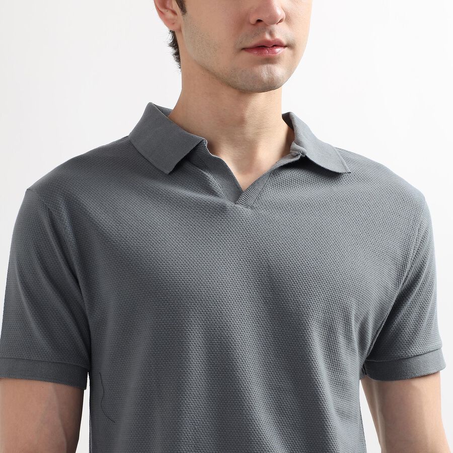 Men's Polo Collared Half Sleeves T-Shirt, गहरा ग्रे, large image number null