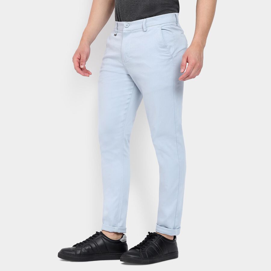Men's Slim Fit Casual Trousers, हल्का नीला, large image number null