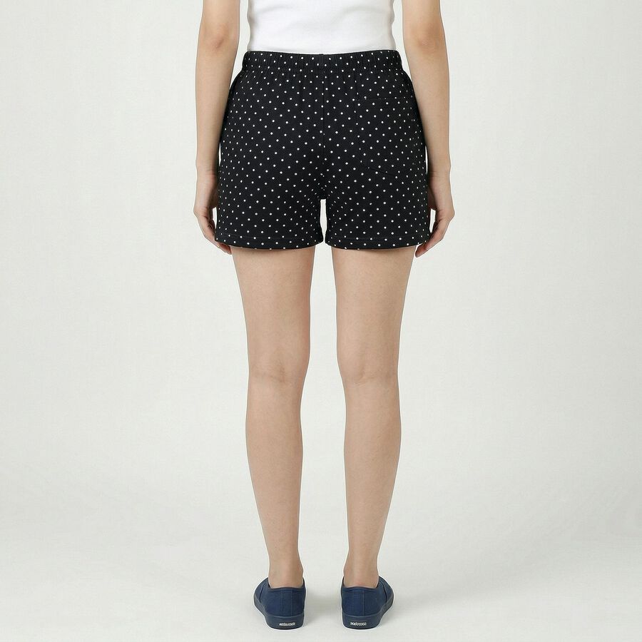 Women's Black Cotton Minimalist Shorts, Black, large