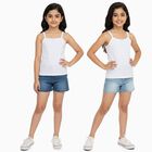 Girls Bright White Cotton Square Neck Casual Vest, सफ़ेद, small image number null