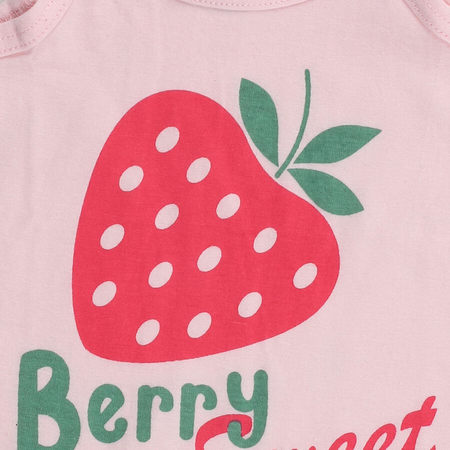 Infants' Soft Baby Pink Cotton Round Neck Casual Vest, हल्का गुलाबी, large image number null