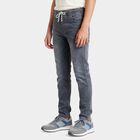 Boys Grey Slim Fit Washed Jeans, Light Grey, small