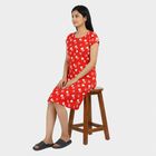 Women's Red Round Neck T-Shirt Style Nighty, लाल, small