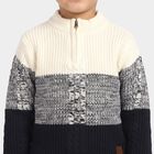 Boys' Navy Blue Zip Neck Half Zip Pullover, नेवी ब्लू, small