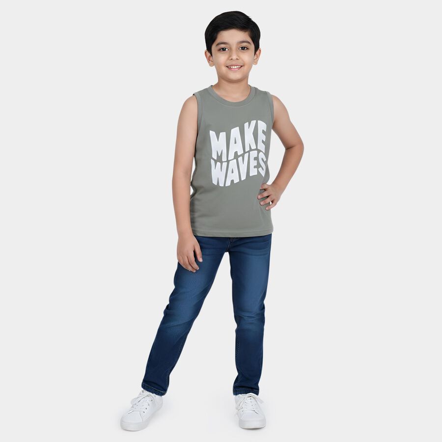 Boys Light Green Round Neck Casual Boys T-Shirt, हल्का हरा, large