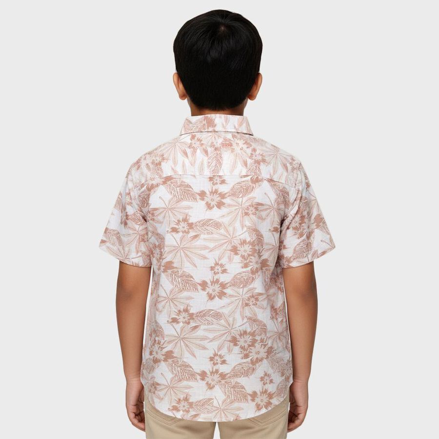 Boys' Rust Cotton Classic Collar Casual Shirt, Rust, large