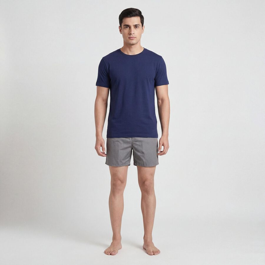 Men's Dark Grey Regular Fit Printed Boxer Shorts, गहरा ग्रे, large