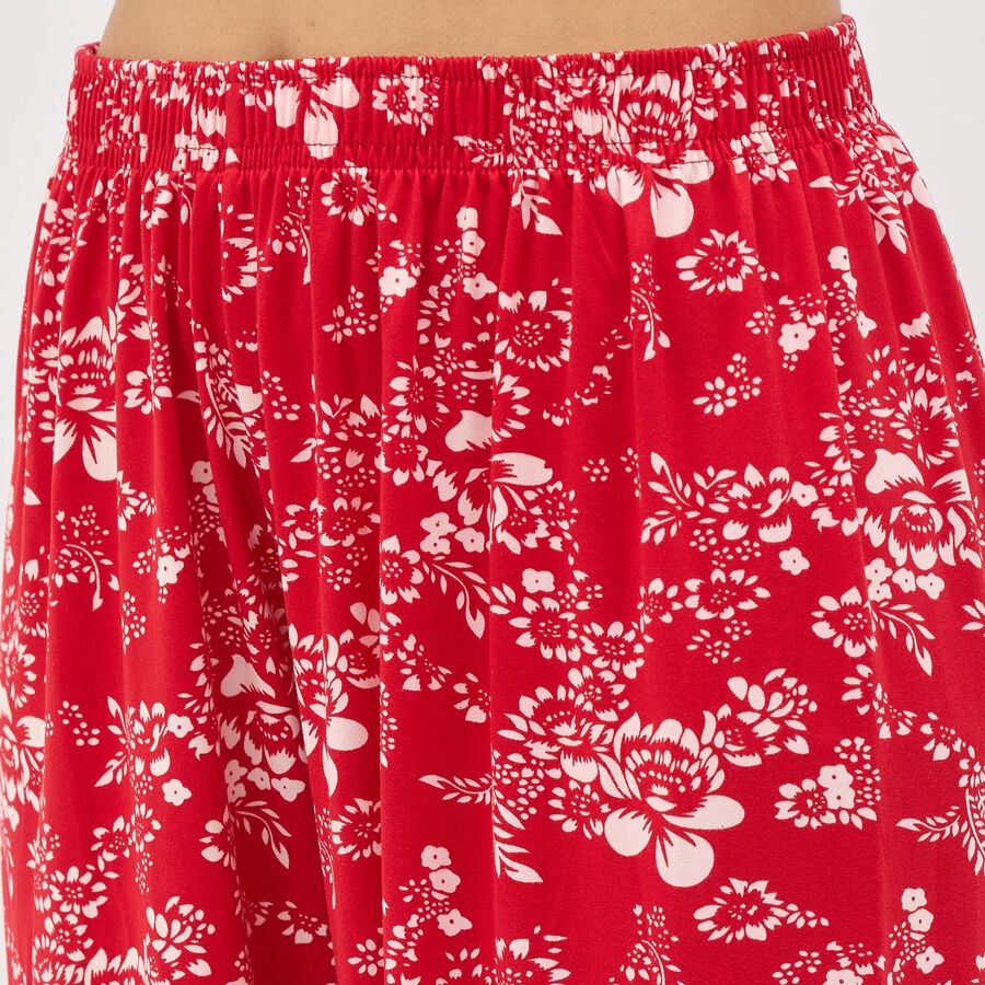Women's Red Balloon Fit Printed Jogger Harem Pants, Red, large image number null