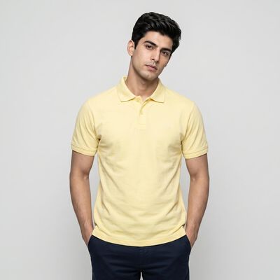 Men Yellow Polo Neck Polo T-Shirt
