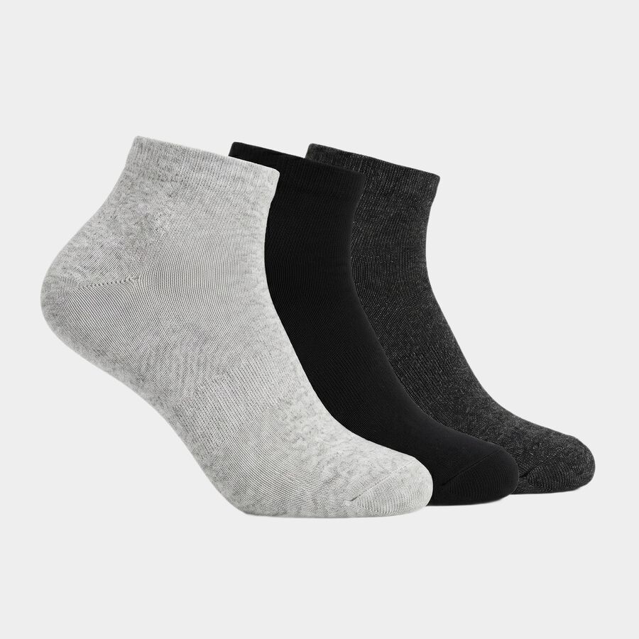 Men's Ankle Length Pack of 3 Socks ( Grey, Charcoal, Black ), चारकोल, large