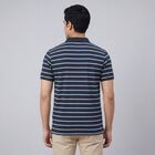 Men's Navy Blue Polo Collar Casual T-Shirt, नेवी ब्लू, small