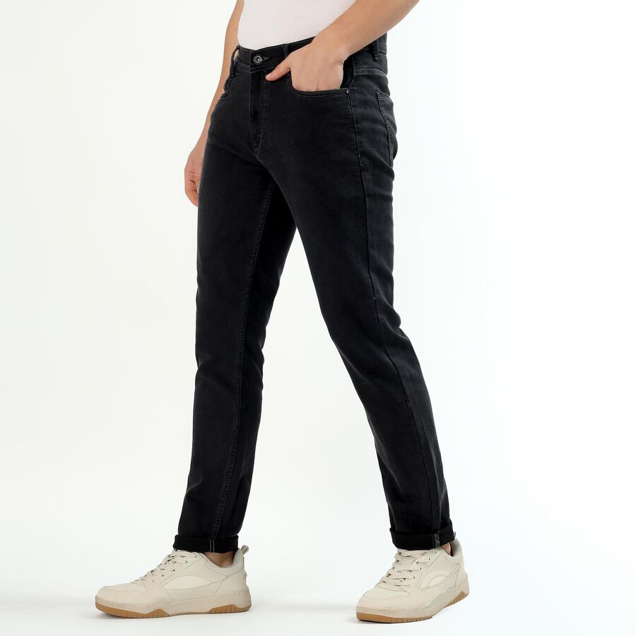 Men's Jet Black Slim Fit Jeans, गहरा ग्रे, large image number null