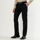 Men's Jet Black Slim Fit Flat-Front Formal Trousers, Black, small image number null