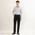 Men's Jet Black Slim Fit Flat-Front Formal Trousers, काला, small image number null