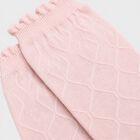 Women's Pink Regular Fit Textured Ruffle Cuff Pack of 1 Socks, Pink, small