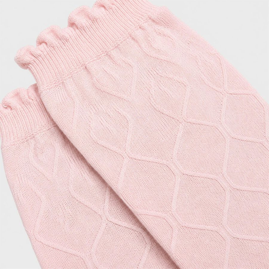 Women's Pink Regular Fit Textured Ruffle Cuff Pack of 1 Socks, Pink, large