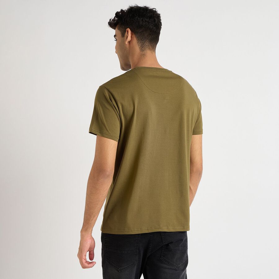 Men's Round Neck Half Sleeves T-Shirt, Olive, large image number null