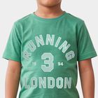 Boys' Green Crew Neck Regular Graphic Print T-Shirt, हल्का हरा, small