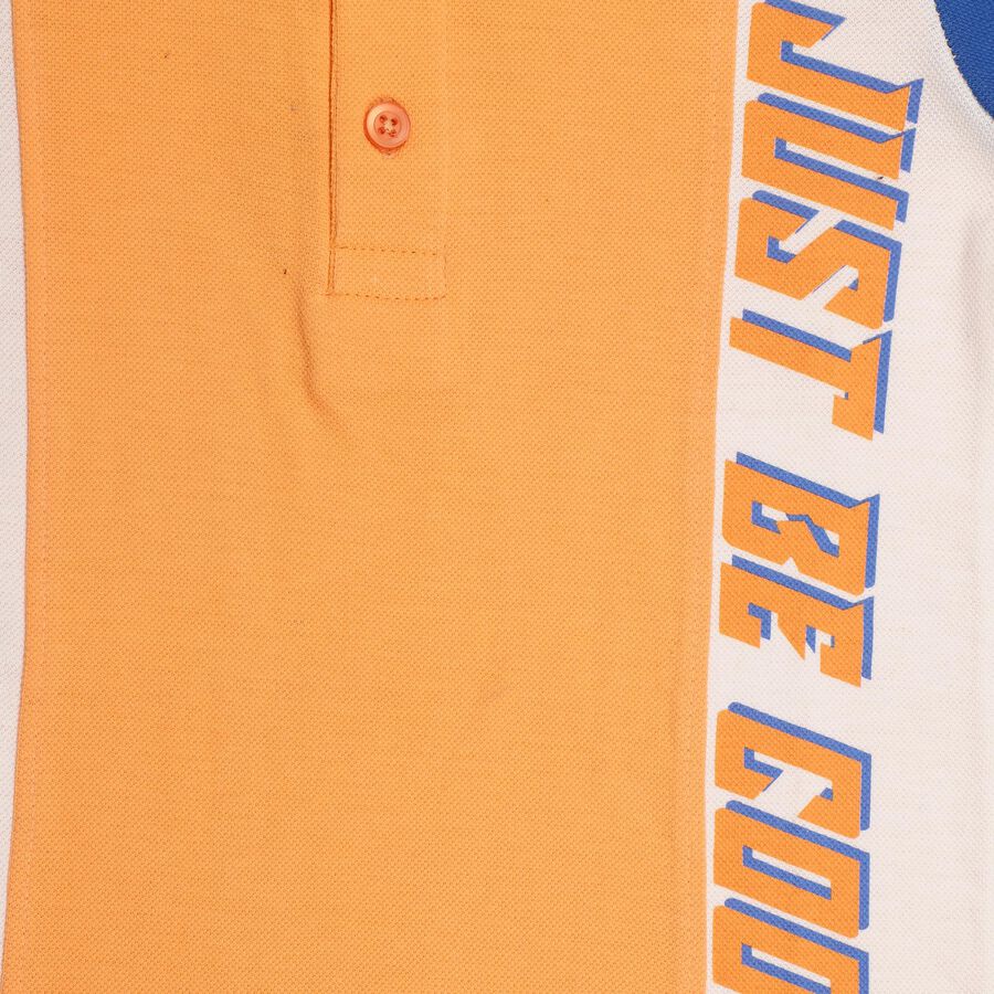 Boys' 100% Cotton Collar Half Sleeves T-Shirt, Orange, large image number null