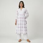 Women's Lilac Viscose Round Neck Solid Kurta, Lilac, small