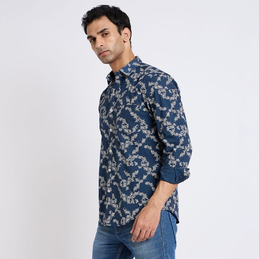 Men's 100% Cotton Casual Shirt, मध्यम नीला, large image number null