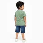 Boys' Light Green Cotton Round Neck Sports Printed Baba Suit, Light Green, small image number null