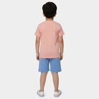 Boys' Coral Cotton Round Neck Cartoon Printed Baba Suit, Coral, small