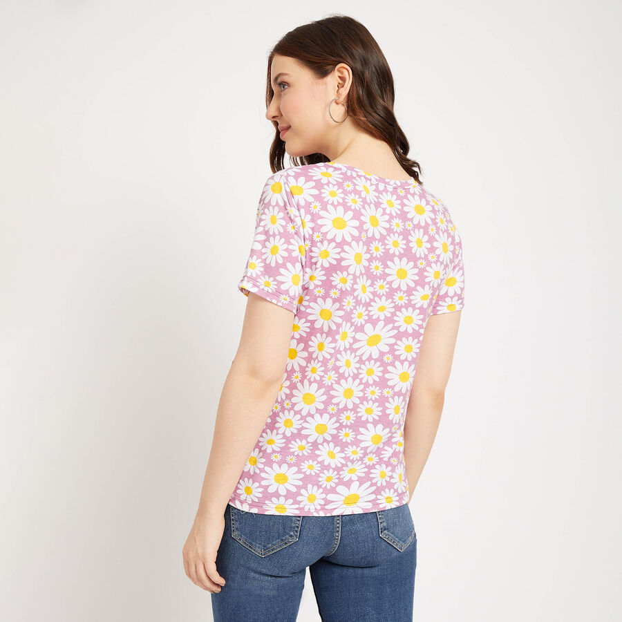 All Over Print Round Neck T-Shirt, Purple, large image number null